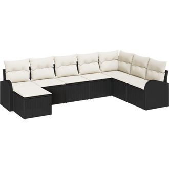 vidaXL Garden Sofa Set with Cushion 8 pcs Black Poly rattan vidaXL