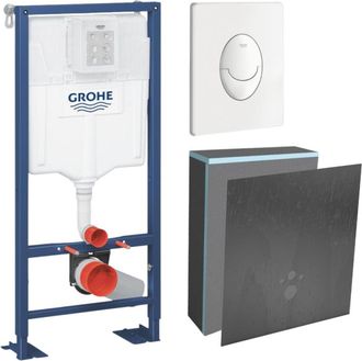 GROHE Set Marco De Soporte Grohe Solido Con Revestimiento Wedi I-board, Blanco, Con Revestimiento De Hormig&oacute;n Gris