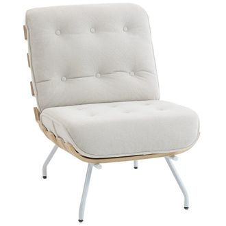 HOMCOM Butaca de sal&oacute;n 62.5x94x81 cm crema