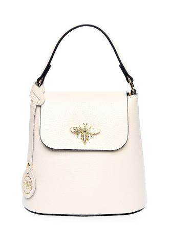 Roberta M Beige Rundleer Tas