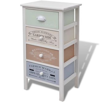 Berkfield Home French Storage Cabinet 4 Drawers Wood in White