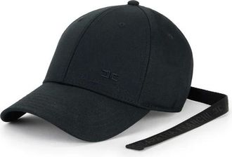 Elisabetta Franchi Accessoires, Dames, Zwart, M, Katoen, Gabardine Baseballpet Met Lint