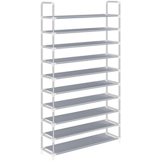 Songmics Scarpiera a 10 Livelli, Scaffale Portascarpe, Fino a 50 Paia di Scarpe, in Soggiorno, Ingresso, Guardaroba, Tessuto Non Tessuto, 100 x 29 x
