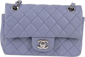 Chanel Lambskin Lilac Quilted Leather Mini Rectangular Flap Bag