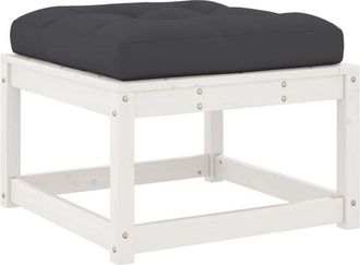 vidaXL Vidaxl - Taburete de jardín con cojines madera maciza de pino blanco