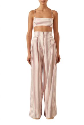 Shona Joy Ribiero High Waisted Relaxed Pants In Ivory/roma Red