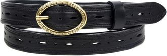 OLD TREND Vintage Genuine Leather Perforated Classic Detail Belt in Black at Nordstrom, Size Medium