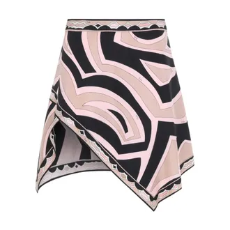 Pucci Short Skirts, female, Multicolor, Size: M Nude Beige Silk Twill Mini Skirt