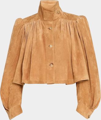 Chlo&eacute; Shirred Suede Jacket