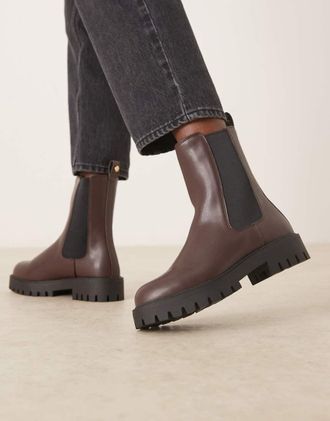 Mango Stivaletti Chelsea marrone scuro con suola spessa