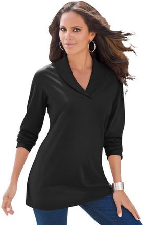 Roaman's Shawl Collar Ultimate Tee in Black at Nordstrom, Size Medium