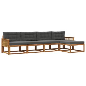 vidaXL Conjunto De Sof&aacute;s De Exterior 5 Pcs Natural Y Antracita Vidaxl