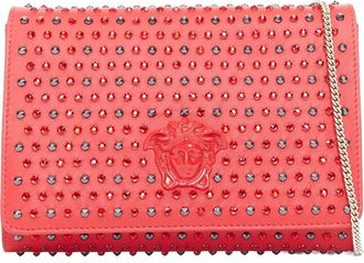 Versace Red Leather Crystal Palazzo Medusa Embellished Crossbody (Authentic Pre-Loved)