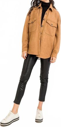 THML Clothing Suede Button Up Jacket In Camel