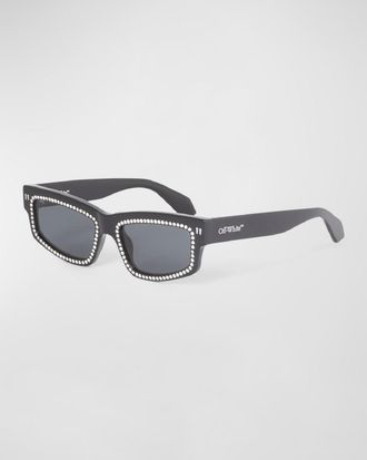 Off-white Mens Miramar Acetate and Crystal Rectangle Sunglasses