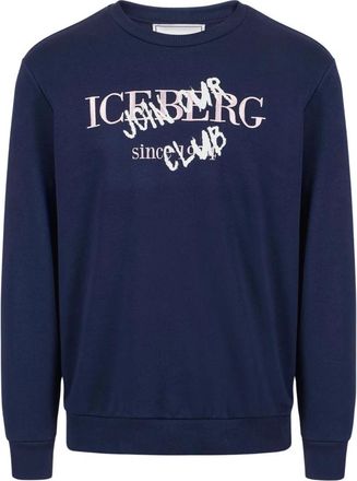 Iceberg Slim Fit Sweatshirt met Ronde Hals - Heren - Sweatshirts - Blauw - 2XL - Katoen - Hoodies & sweatvesten