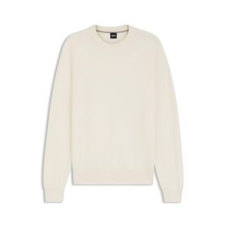 BOSS Regular-fit sweater in diagonal-structured cotton