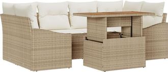 vidaXL Garden Sofa Set with Storage 7 pcs Beige Poly rattan vidaXL