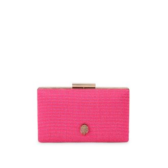 Kurt Geiger Womens Kensington Box Clutch Bag - Pink Fabric - One Size