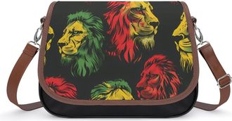 Generic Jamaica Rasta Lion Crossbody Bag Womens Handbag PU Message Bags Shoulder Purse with Adjustable Strap