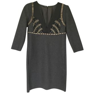Alberta Ferretti Grey Embellished Silk Dress Size XS