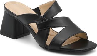 Adrienne Vittadini Tilda Block Heel Sandal in Black Faux Leather at Nordstrom Rack, Size 6.5