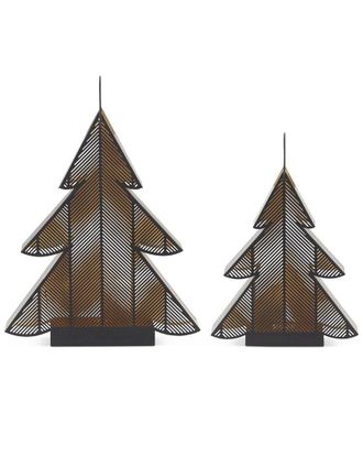 K&K Interiors Set of 2 Metal Christmas Tree Lanterns