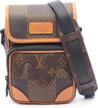Louis Vuitton Black Brown Coated Canvas Leather Handbag Shoulder Bag (Pre-Owned)