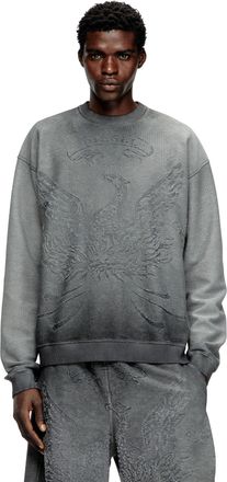 Diesel Faded sweatshirt with devoré Phoenix logo - Sweaters - Man - Grey