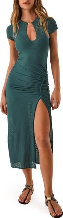 Vix Anaya Plunge Keyhole Cover-Up Dress in Green at Nordstrom, Size X-Small