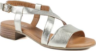 Jones Bootmaker Womens Halston Leather Block Heel Sandals - Gold - Size UK 3