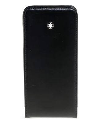 Montblanc pre-owned logo-plaque iPhone 5s case - men - Suede/Leather/Leather - One Size - Black