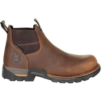 Georgia Boot Eagle One Steel Toe Waterproof Chelsea Work Boot in Brown at Nordstrom, Size 11.5