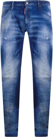 Dsquared2 Mens Sexy Twist Jean Blue Splatter Jeans Cotton - Size 34 (Waist)
