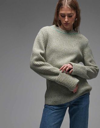 & Other Stories Maglione girocollo in pura lana verde e menta m&eacute;lange