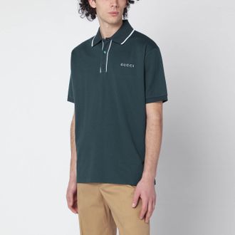 Gucci Polo verde petrolio in piquet di cotone