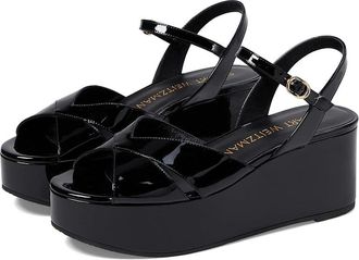 Stuart Weitzman Carmen Midi Wedge Womens Sandals Black : 8 M, Leather