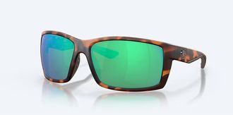 Costa Unisex Reefton Polarized Sunglasses In Matte Retro Tortoise Frame Green Mirror Glass
