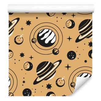 OEM Carta Da Parati Color Crema E Oro Con Tema donne E Astrologia Per Soggiorno E Camera Da Letto, 50x1000 Cm