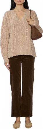LoveShackFancy Croisette Pullover Sweater In Camel Melange