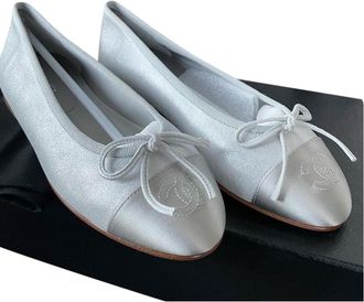 Chanel Sparkly Silver Classic Ballerinas Size 35