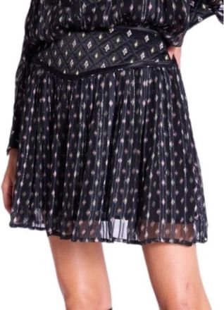 BERENICE Unieke Elegante Korte Rok met Satijnen Taille - Dames - Korte rokken - Zwart - S - Satijn - Rokken