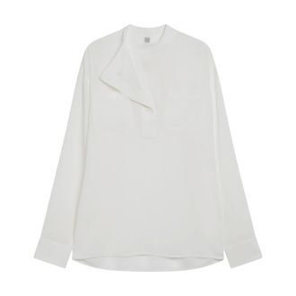 Toteme Blouses, female, White, Size: XS Overlapping Collar Blouse