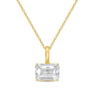 Diana M. Jewels 14kt yellow gold lab grown east/west emerald cut diamond pendant weighing 1.00 ct on a solid bail