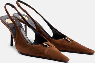 Saint Laurent Babylone Breteuil suede slingback pumps