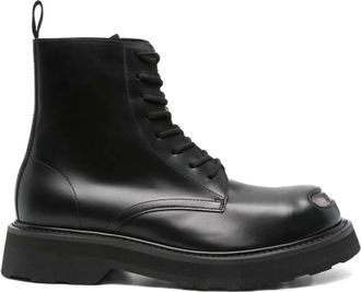 Kenzo Leren veterlaarzen - Zwart