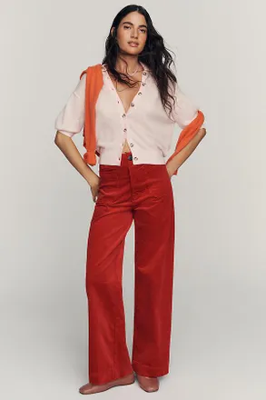 Maeve Colette Corduroy High-Rise Wide-Leg Full-Length Pants