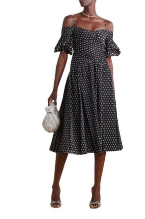 Zimmermann Off The Shoulder Black Polka Dot Midi Size M
