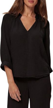 Michael Stars Kali Ruffle Neck Top in Black at Nordstrom, Size X-Small