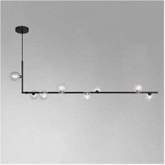 Trade Shop Trade Shop - Lampadaria 8 Sfere G9 En Vetro Da Soffitto En Metalla Nero Design Modern 71621